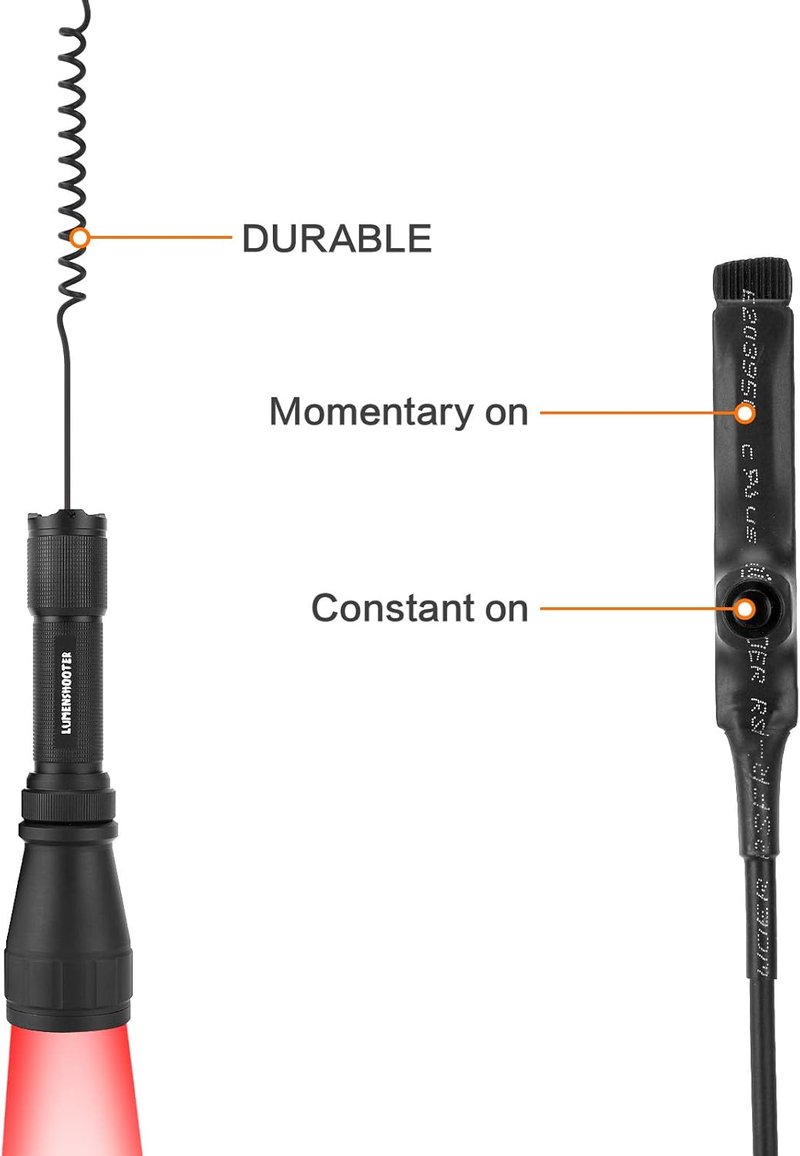 Predator Hunting Flashlight Kit - Rechargeable Red, Green, White & Amber Light | Scope Rail Mount & 10-Hour Battery Life