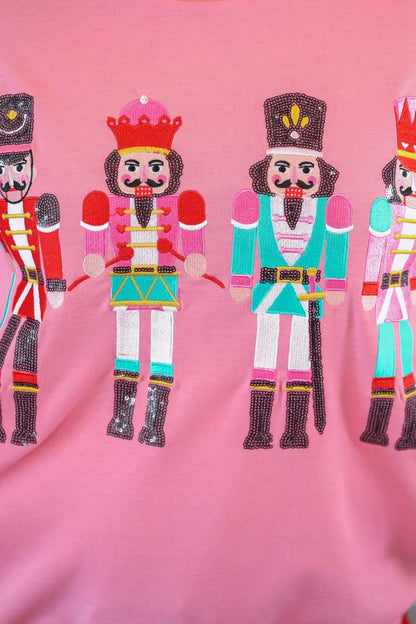 Yiulangde Ugly Christmas Sweater Nutcracker Ballet Sparkly Sequin Long Sleeve Shirt Cute Santa Sweatshirt Pullover Sweaters for Women