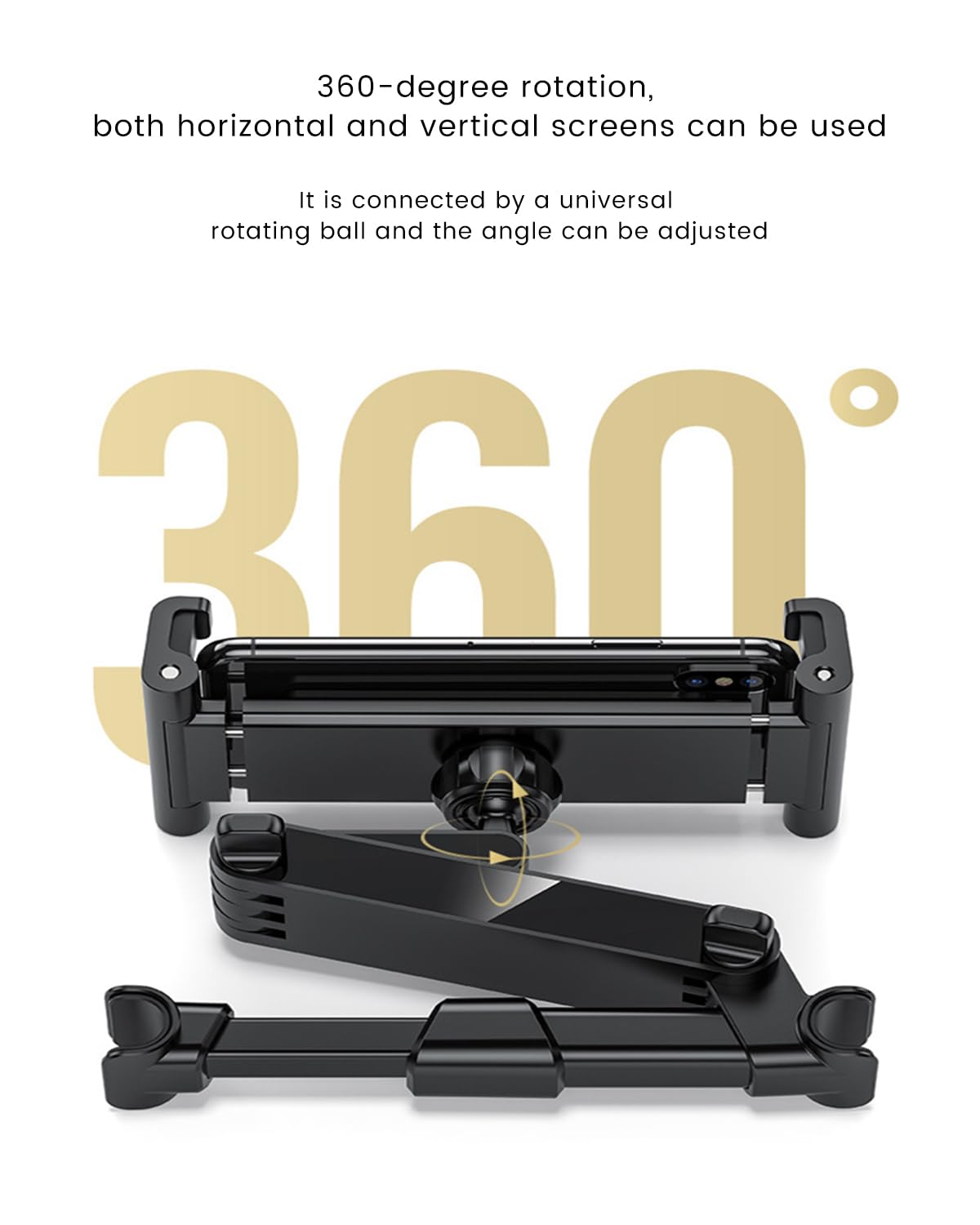 Generic Car Headrest Tablet Holder - 3 in 1 Extension Arm, Adjustable Tablet Car Mount for Back Seat, Road Trip Essentials, Compatible with 4.7-11" Tablets like iPad Pro, Air, Mini, Galaxy, Fire HD