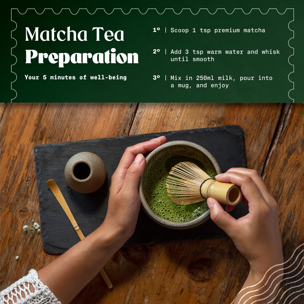 NaturaleBio Japanese Organic Matcha Green Tea Powder - Premium Grade-100g. Produced in Japan, Uji, Kyoto. Use for Drinking, Cooking, Baking, Smoothie Making and with Milk. Vegan & Vegetarian Friendly
