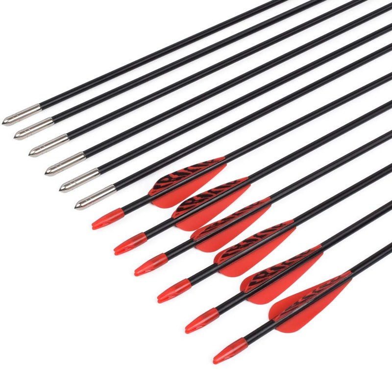 Fiberglass Arrows Archery 28 Inch Target Shooting Practice Safetyglass with Red Spots Vanes for Recurve Bows Suitable for Youth Woman Beginner 6 PCS