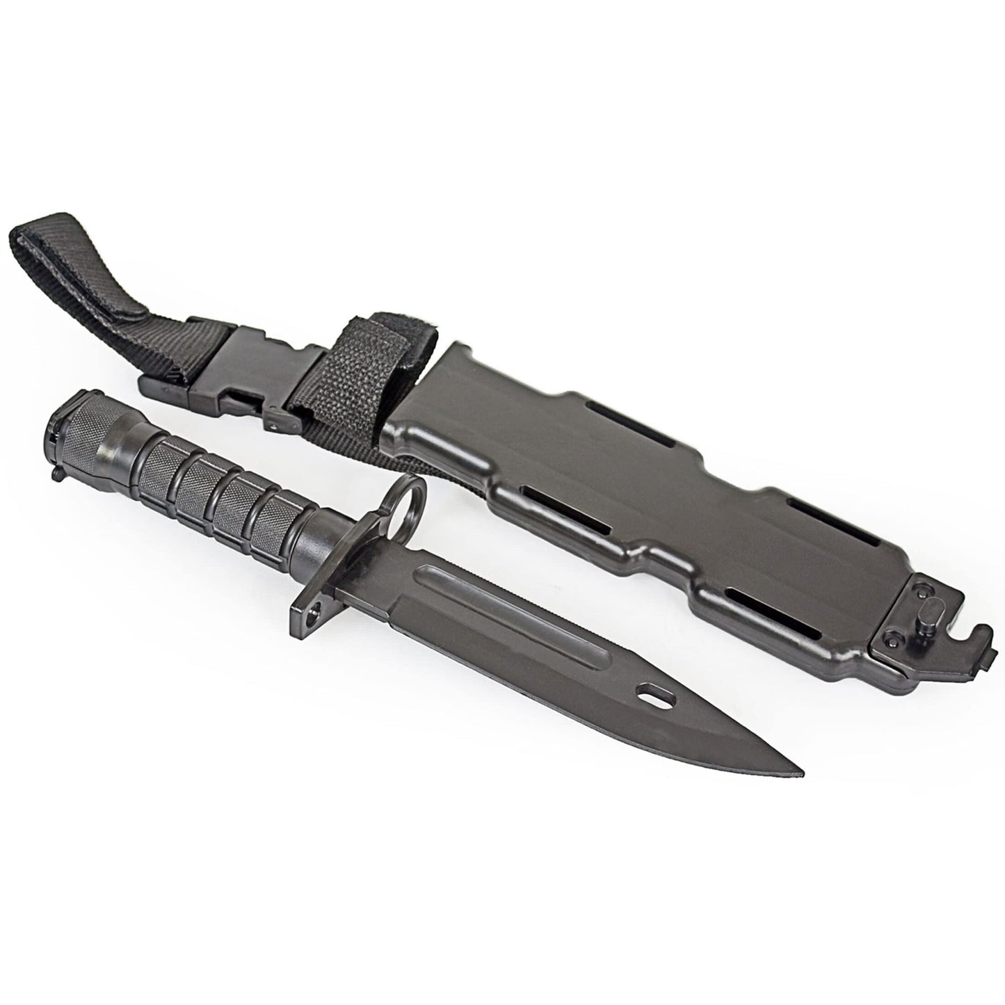 Rubber Knife Training Airsoft with Sheath Dummy Plastic Dagger Flexible Soft Fixed Blade for Prop Halloween Martial Arts Pretend Play Cosplay Costume 11.75 inch