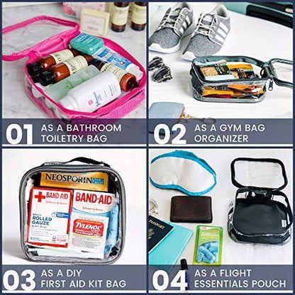 Clear TSA Approved 3-1-1 Travel Toiletry Bag/Transparent See Through Organiser (Black)