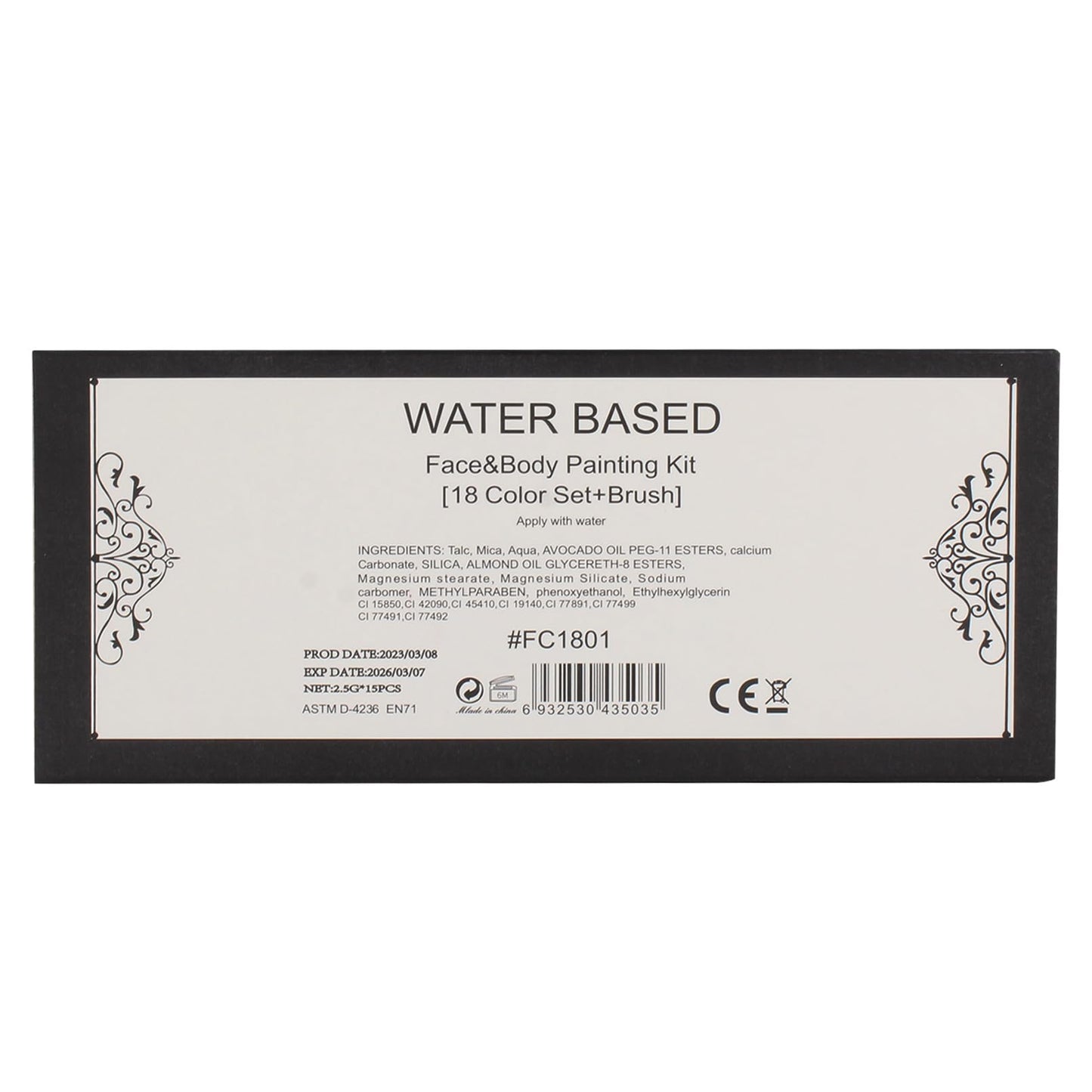 BRIMFULITE Face Painting Kit Non-toxic Body Paint Washable 18 Colors Facepaint Makeup Kit for Adults with 10 Face Paint Brushes for Halloween Party Cosplay Makeup (Color 001)