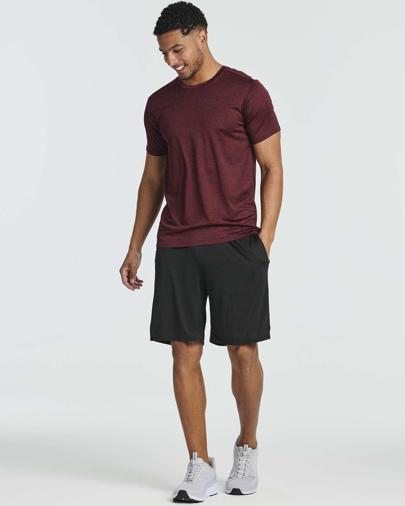 Real Essentials 5 Pack: Men's Dry-Fit Short Sleeve Crew Neck T Shirts Fitness Running Gym Workout Cool Exercise Athletic Tee, Set 1, Large
