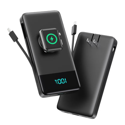 Portable Charger for iPhone with Built in Cables and Wall Plug,Upgraded 13800mAh Fast Charging USB C Power Bank,4 Outputs Travel Essential Battery Pack Compatible with iPhone 15/14/13,Samsung-Purple
