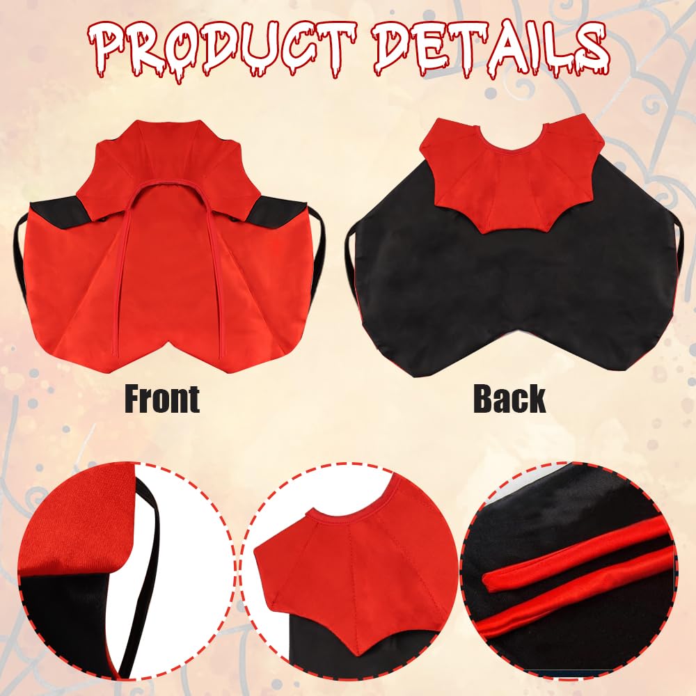 Vampire Cloak Cape Costume Clothes, Adjustable Red Black Pet Accessories Outfit Decor Cowl for Small Cats Dogs Animals Halloween Party Pet Cosplay