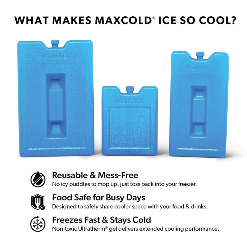 Igloo Maxcold Ice Blocks, Reusable Ice Packs for Coolers, Freezer Pack, Cold Packs for Coolers, Long Lasting Ice Blocks