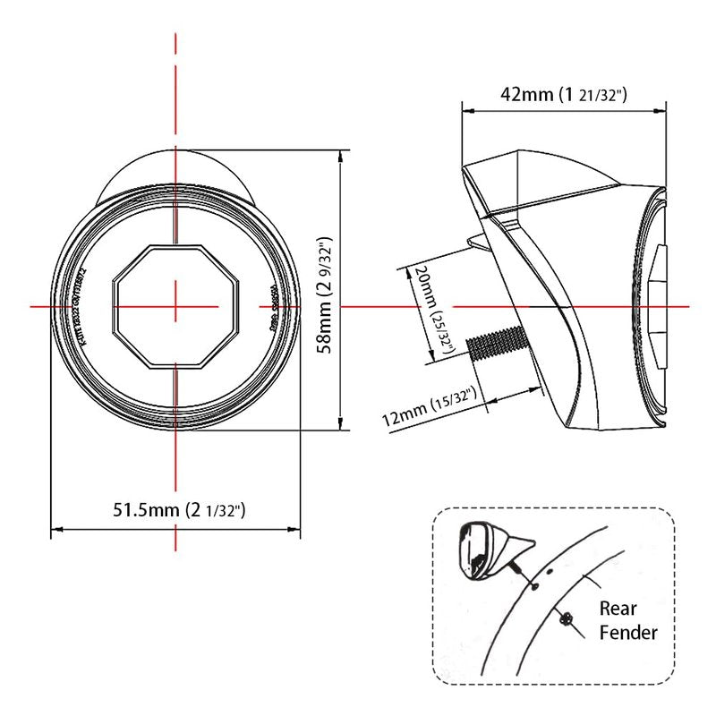 Rear Fender Reflector Bicycle Accessory Bike Part Oval Mugguard Safety Warning Night Riding with Light for Alert(Luminous Reflector)