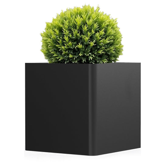 BHCORTEN Large Metal Square Planter 26" L x 26" W x 26" H, Heavy Duty Black Large Outdoor Planters with Drainage Hole for Porch/Patio/Garden