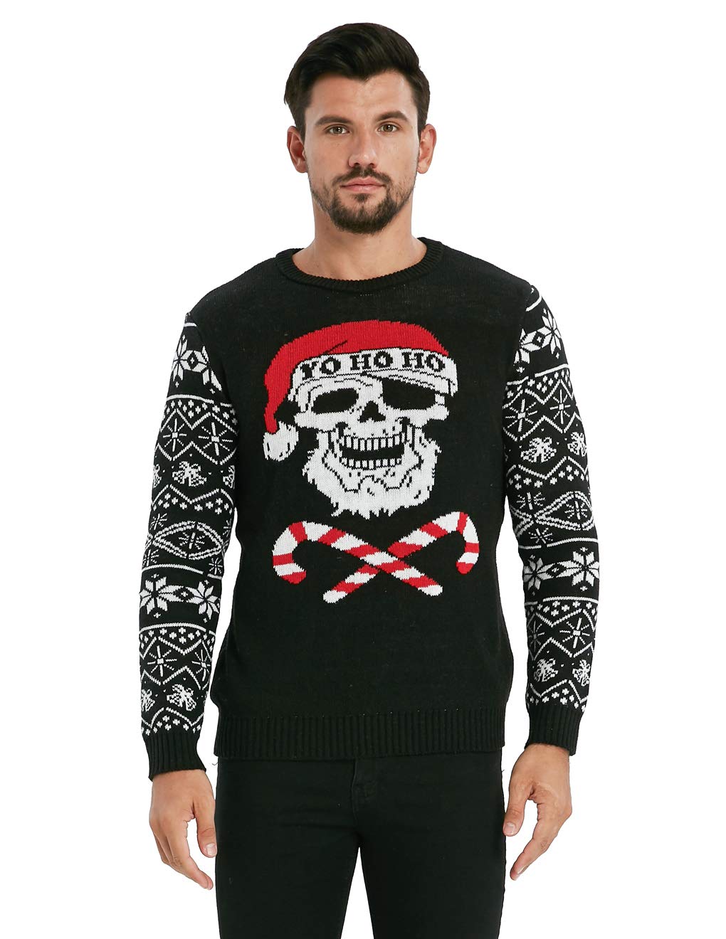 VENTELAN Men's Ugly Christmas Sweater Funny Santa Xmas Crew Neck Sweaters