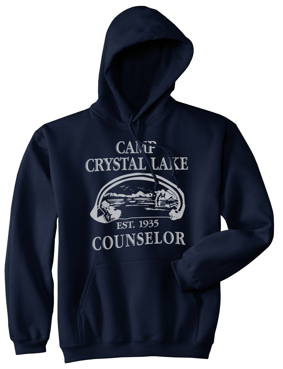 Crazy Dog T-Shirts Camp Crystal Lake Funny Graphic Camping Vintage Graphic Horror Novelty Hoodie Funny Sweater Halloween Hoodie Cool Camping Pullover Novelty Sweatshirt Navy XXL
