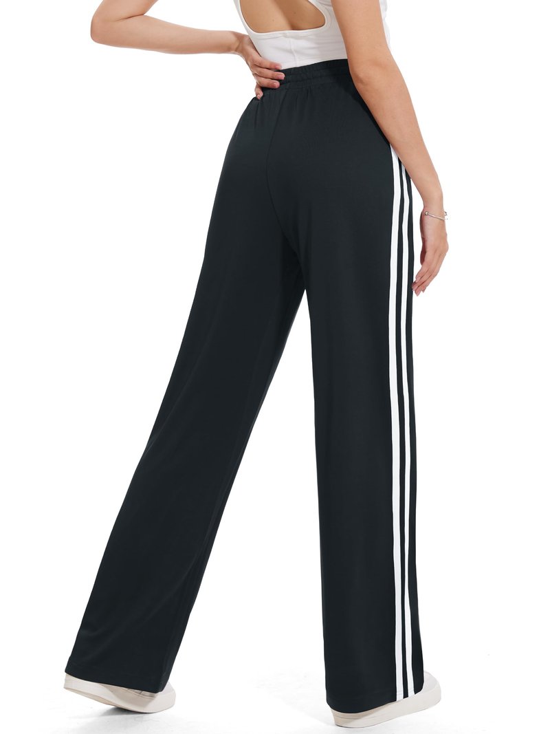 Tapata Women's 34" Inseam Tall Track Pants Loose Straight Leg Jogging Sweatpants Warm-Up Sports Athletic Running, Black, L