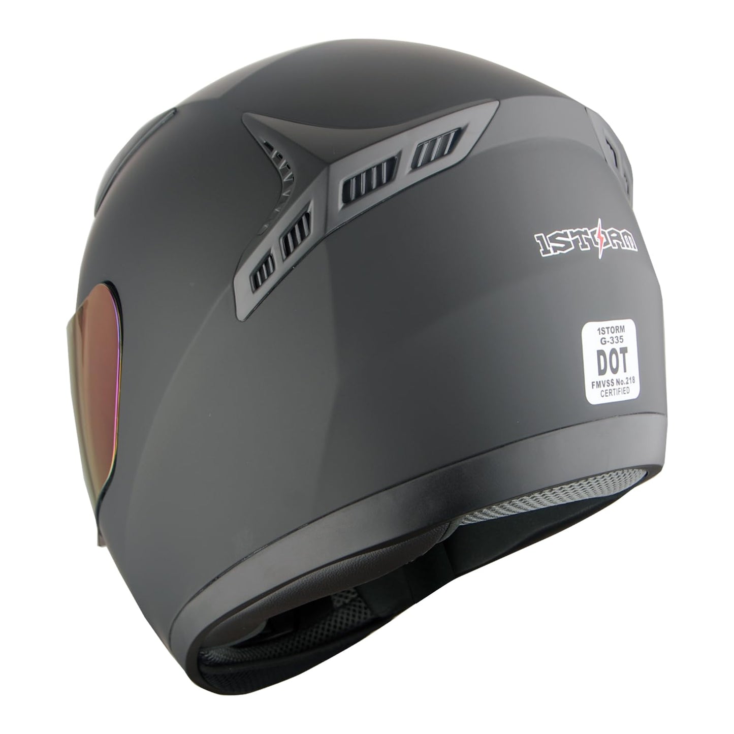 1STORM Motorcycle Bike Full FACE Helmet Booster MATT Black; Size L (59-60 CM)