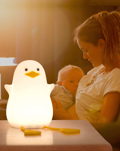 Attivolife Duck Night Light for Kids, Cute Animal Silicone Lamp Touch Control + Dimmable + Timer, USB Rechargeable LED Feeding Nightlight Bedside Bedroom Decor Birthday Gifts for Toddler Baby Women