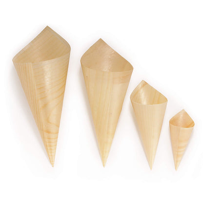 BambooMN - Disposable Food and Appetizer Wood Cones - 3.1" x 1.5" - 100 Pieces