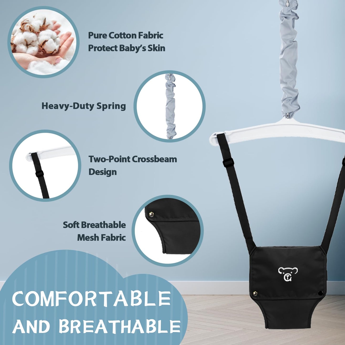 G TALECO Gear Baby Jumper with Stand,Baby Bouncer,Easy Set-Up,Baby Exerciser for Active Babies,Suitable for Indoor and Outdoor, Black (Water Mat Include)