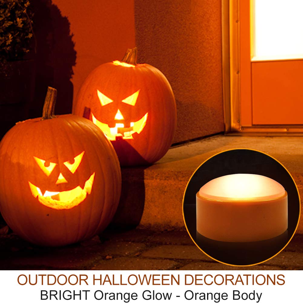 HOME MOST 4-Pack Halloween LED Pumpkin Lights Battery Operated - Orange Pumpkin Lights with Timer and Remote Halloween Decor - Jack-O-Lantern Decoration Outdoor