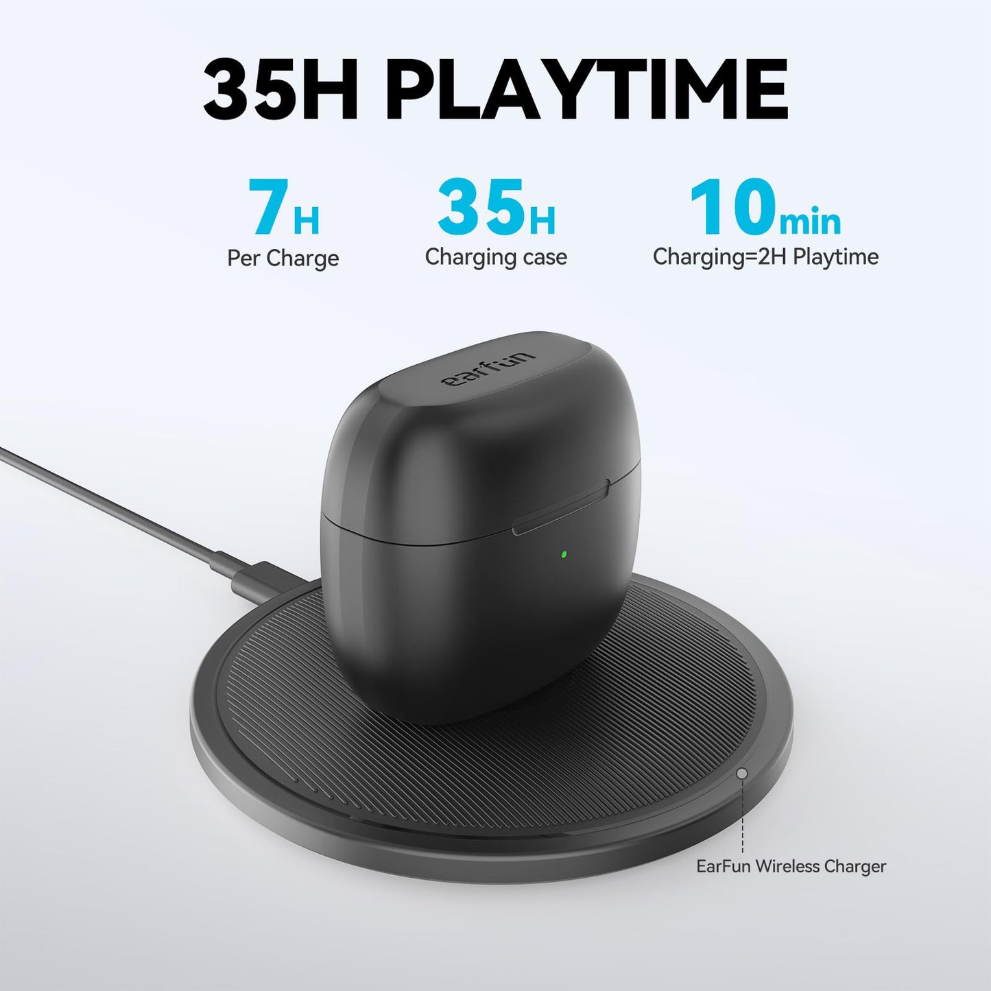 EarFun Wireless Earbuds, [What Hi-Fi Awards] Air Bluetooth In-Ear Headphones with 4 Mics ENC, Sweatshield™ IPX7 Waterproof, Clear Sound, Deep Bass, Wireless Charge, Game Mode, App Customize EQ, 35H