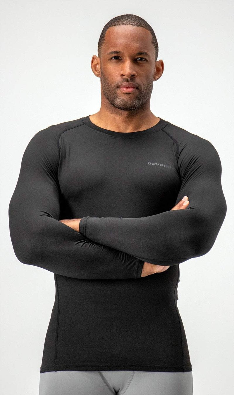 Men's Thermal Long Sleeve Compression Shirts - Fleece Lined Base Layer | 2 Pack