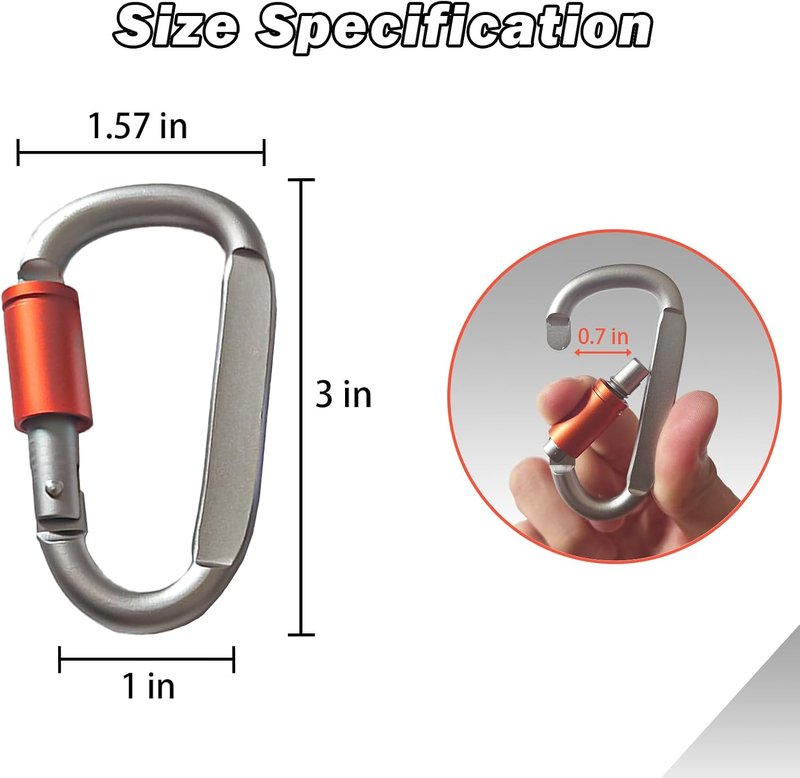 **Paracord Keychain - Durable Carabiner Clip with D Ring Metal Hook for Water Bottles, Keys & Backpacks**