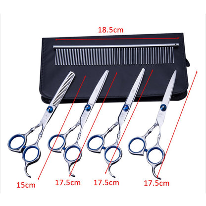 Hundeschere Fellschere für Hunde Katze 5-in-1 Scharfe Gebogene Schere Set Dog Grooming Set für Gesicht, Körper, Ohren