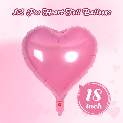 12 Pcs Red Heart Balloons,18 Inch Heart Foil Balloons Love Balloon Valentine Balloon for Birthday Party Wedding Engagement Party Baby Shower Valentine Day Decorations (red)