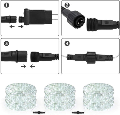 Lepro Outdoor Rope Lights Mains Powered, Connectable, 10m/33ft 240 LED Outdoor Garden Lights Plug in, Bright Cool White, Waterproof 10mm Thick Rope Lighting for Garden, Patio, Tree, Pathway, Christmas