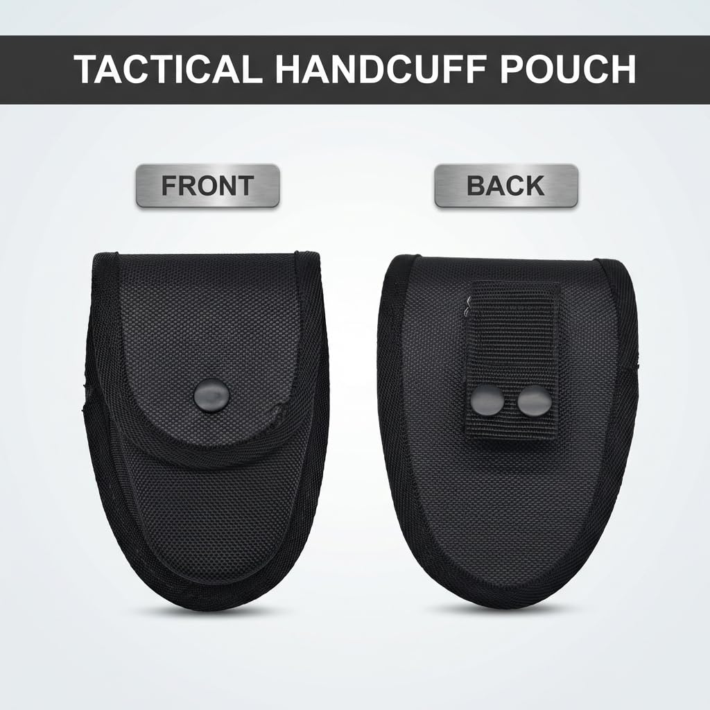 Handcuff Case Holster Pouch for Duty Belt or MOLLE Vest, Handcuff Holder Compatible with Standard Chain or Hinged Handcuffs, Open Top Cuff Sheath for Police Law Enforcement Security Officer Gear