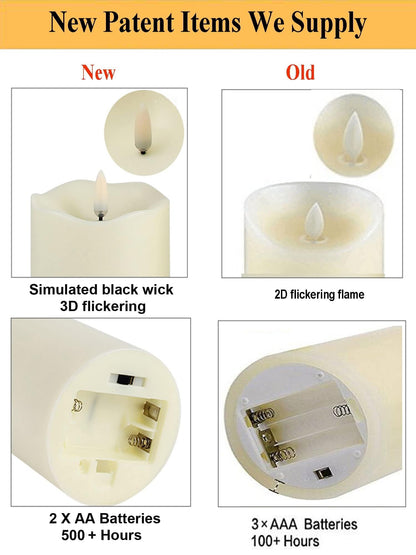 ANGELLOONG Flickering Flameless Candles, Realistic LED Candles with Remote and Timer, Set of 3 Battery Operated Candles for Room Fall Home Decor Wedding Christmas Decorations