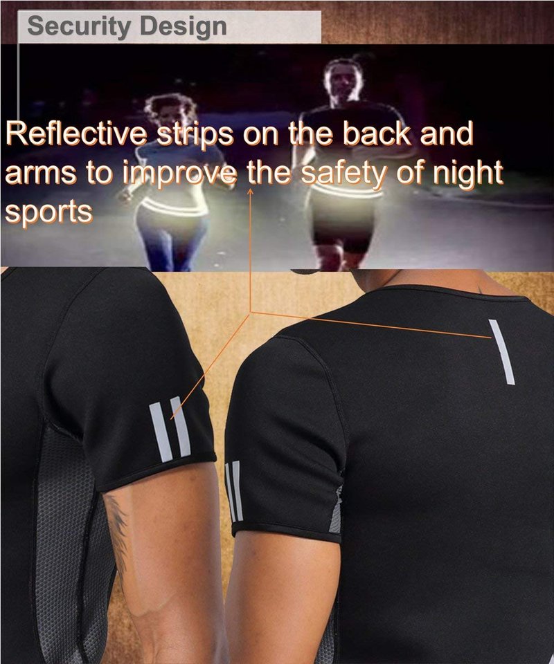 NINGMI Sauna Suit for Men Short Sweat Suits Neoprene Body Shaper Sauna Shirt Workout Waist Trainer Vest Tummy