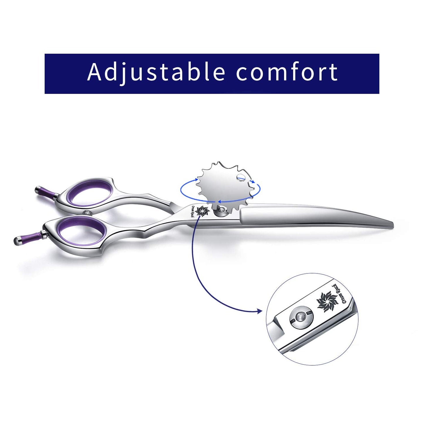 Dream Reach Professional 6.5 Inch Dogs Grooming Curved Scissors, Purple Pet Downward Curved Shears for Cat and Small Dog Shears Or Any Breed Trimming Cuts, Design for Professional Groomer