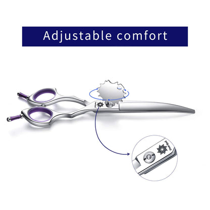 Dream Reach Professional 6.5 Inch Dogs Grooming Curved Scissors, Purple Pet Downward Curved Shears for Cat and Small Dog Shears Or Any Breed Trimming Cuts, Design for Professional Groomer