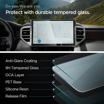 Spigen Tempered Glass Screen Protector [GlasTR Slim] designed for Toyota Tundra(2025-2022), Sequoia(2025-2023), Tacoma(2024/2025), 4Runner(2025) 14 inch Dashboard Touchscreen - Matte/Anti Finger Print
