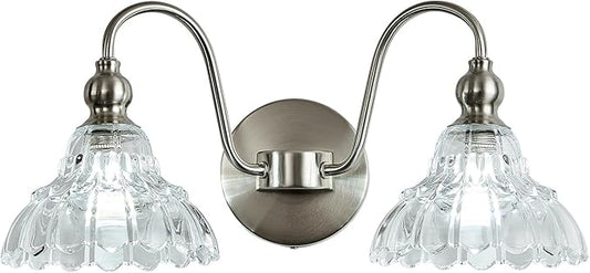 Brushed Nickel 2 Light Bathroom Vanity Light Fixtures Modern Vanity Lights for Bathroom Living Room Vintage Wall Sconces Over Mirror Hallway Wall Lamp