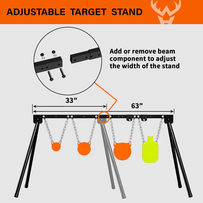 Highwild AR500 Steel Targets System 3/8 Inch Thick Complete Steel Shooting Targets with Stand, 4", 6", 8" Shooting Gongs + 7" x 12" Torso with 1 Stand, 2 Extension Brackets & 4 Mounting Kits