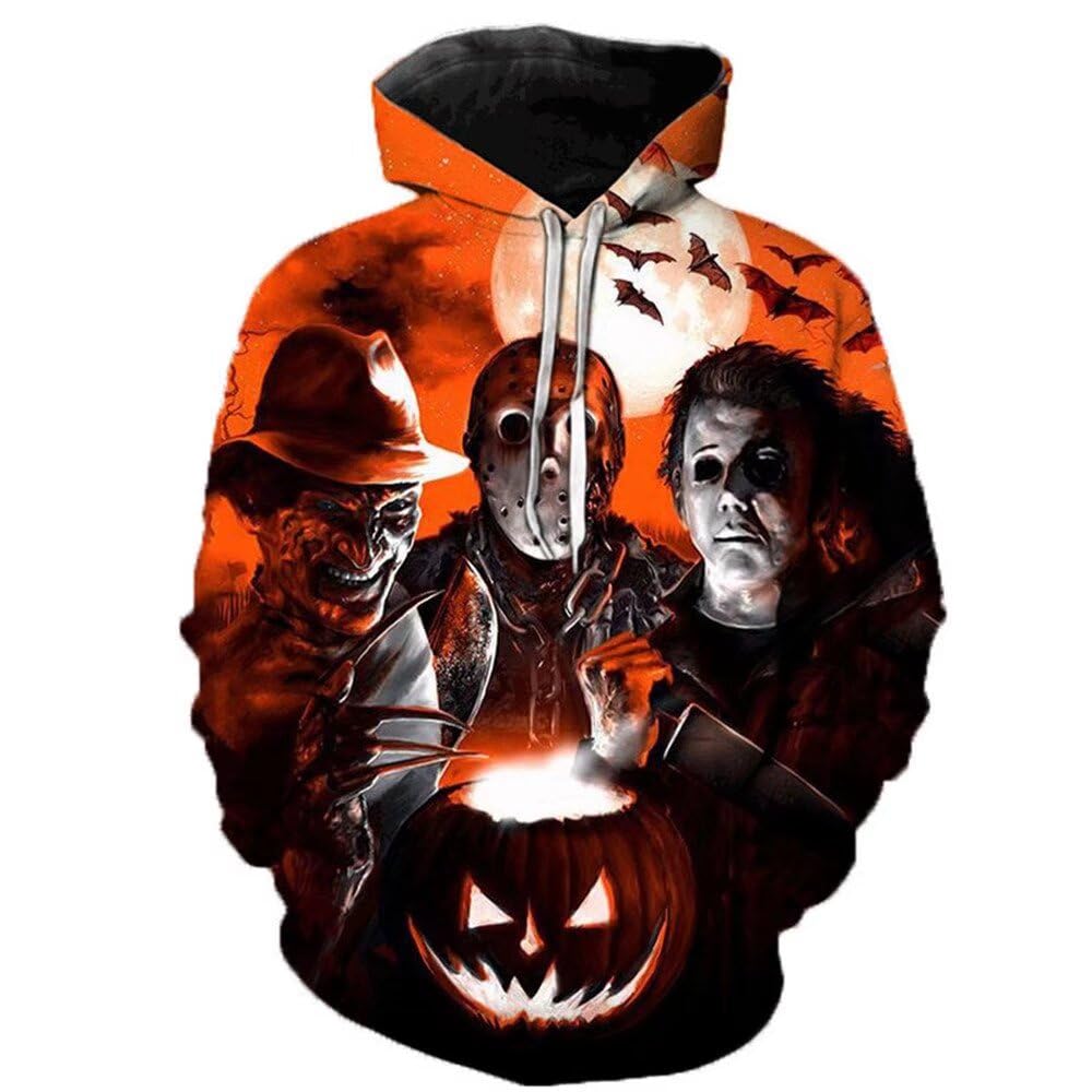 CHLOBLOM Horror Movie Cosplay Hoodie Scary Costume Novelty Jacket Sweatshirt (L, Color 2)