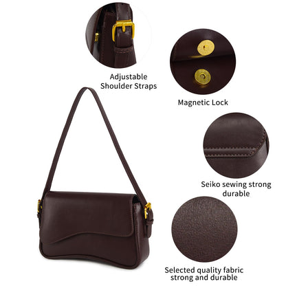 Shoulder Bag for women Clutch Purse Handbag PU Leather Tote Bag with 2 Removable Straps and Zipper Closure Crossbody Bags (A-Coffee Color)