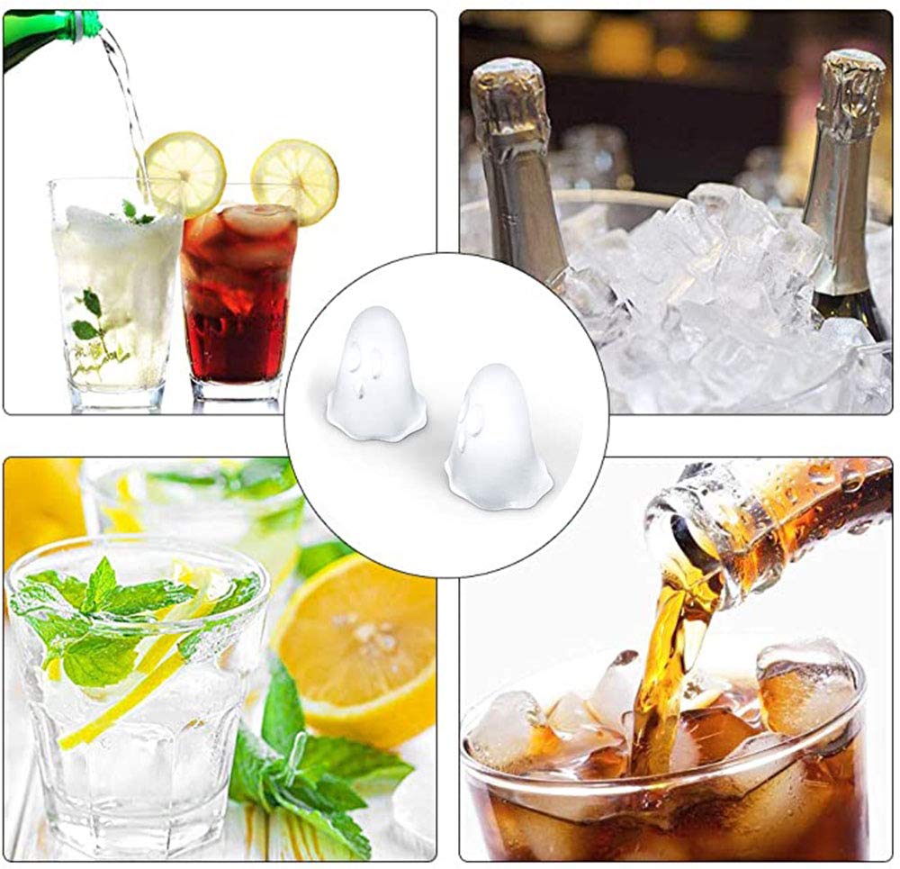 Silicone Ice Cube Molds,Halloween Ghost Ice Cube Maker Tray for Whiskey, Spirits, Liquor, Cocktails,Candy, Cake, Soap,Set of 4