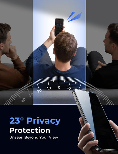 DIMONCOAT 4-PACK TOP 9H+ Glass for iPhone 15 Pro Privacy Screen Protector [Auto Alignment Kit] [10X Military Protection] UNBREAK Tempered Glass Film for iPhone 15 Pro 6.1 inch [Case Friendly]