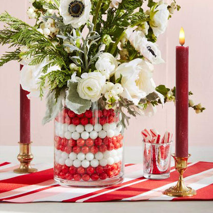Wondise Flameless Taper Candles with Timer, 6 Pack Battery Operated LED Flickering Real Wax Red Candle for Christmas Wedding Dinner Decorations
