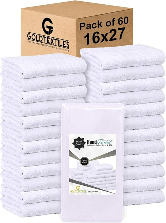 White 16x27 Inch Cotton Blend Economy Hand Towels Salon/Gym/Hotel Super use