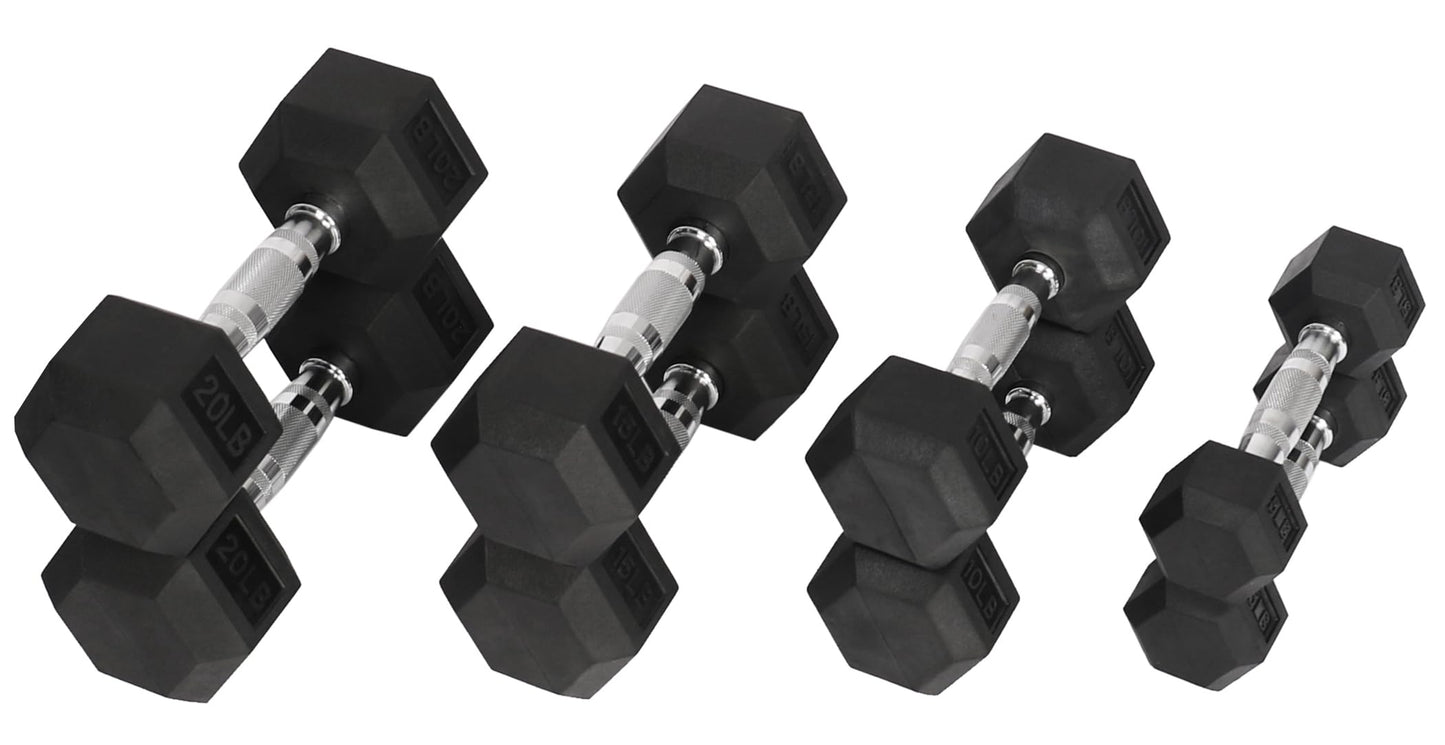 Fitvids Premium Rubber Coated Hex Dumbbell Weight Set, Multiple Packages