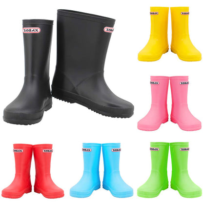 Zorax - UK3 Adult - EU34 - Black Girls Boys Waterproof Non-Slip Kids Motorbike Rain Boots Kids Rain Shoes Wellies Unisex Children Wellington Boots