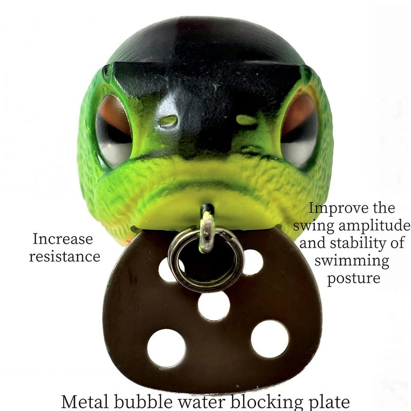 Top Water Fishing Lure，Equipped with Metal Bubble Baffle and Tail Propeller.Fishing Bait Suitable for Both Saltwater and Freshwater. (Green)