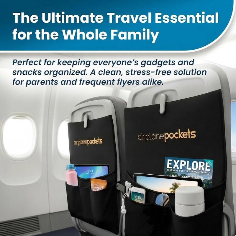 Airplane Pockets | Travel Organizer for Airplane Accessories - Essential Seat Storage Solution - Ideal for International Travel