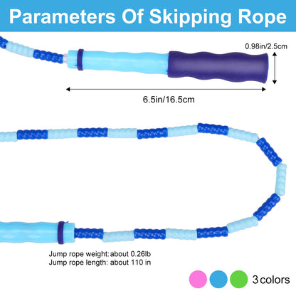GRAWUN Jump Rope For Kids, Soft Beaded Jump Rope, Adjustable Length Tangle-Free Segmented Soft Beaded Skipping Rope, for Women, Men and Kids Keeping Fit, Workout and Weight Loss