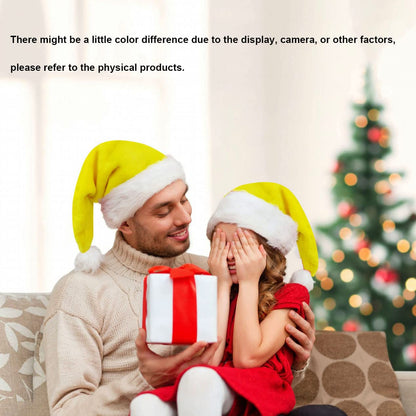 QZMCEAGS Yellow Christmas Hat, Santa Hat, Xmas Holiday Hats for Unisex Adults, Comfortable Plush Classic Santa Claus Hats, Christmas New Year Festive Holiday Party Supplies