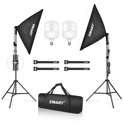 EMART Softbox Photography Lighting Kit, 20"x28" Professional Softbox Lighting Kit with 40W 6500K LED Bulbs, Studio Lights for Photography, Video Recording, Live Streaming, Portraits Shooting, Podcast