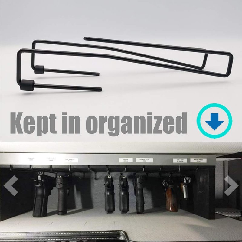 StrongTools Handgun Hanger, Pistol Rack for Gun Safe Shelf or Bookshelf, Pistol Organizer for Displays and Cabinet (4 Packs for 8 Guns)